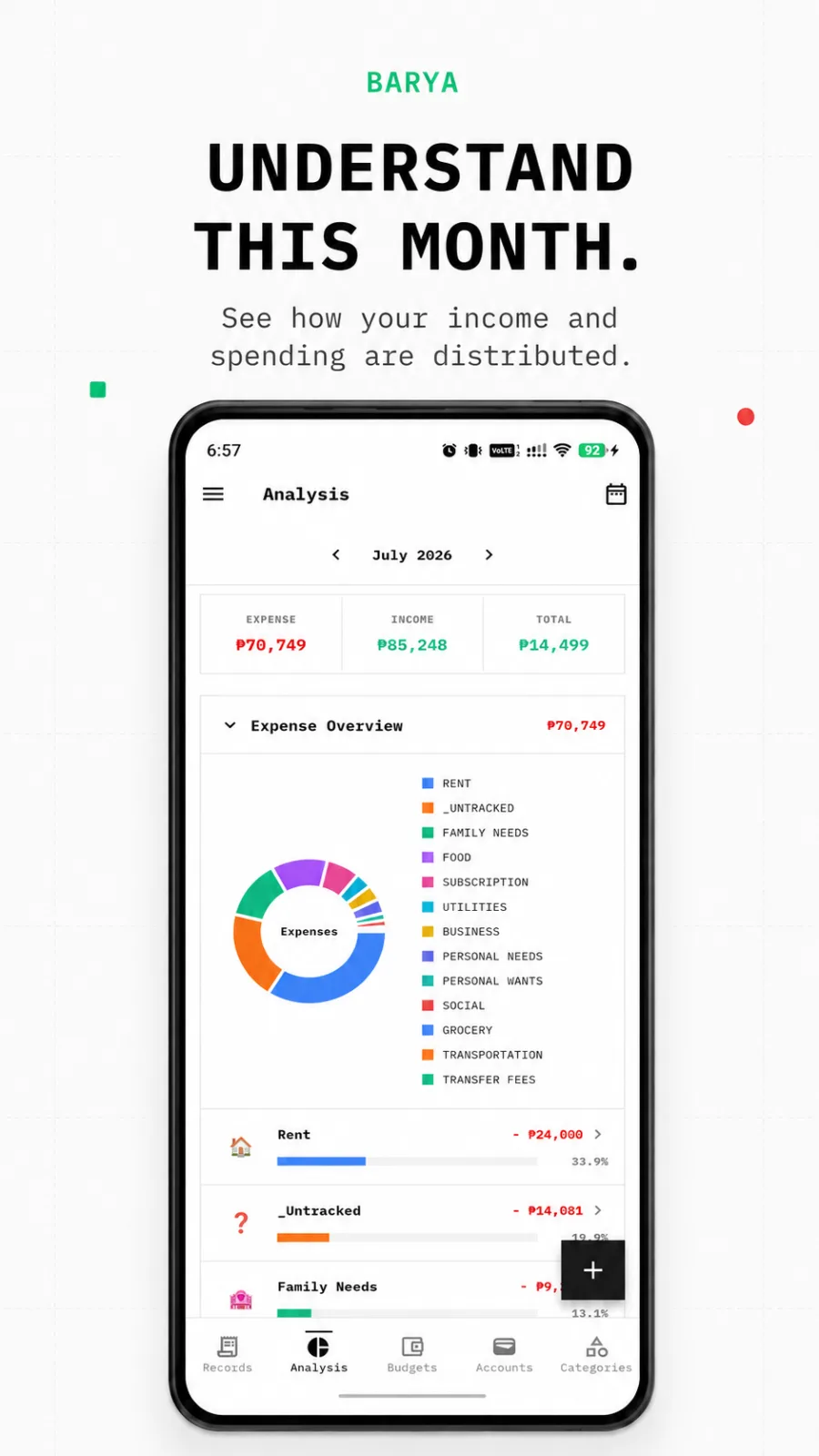 Barya — Personal Finance Tracker phone screenshot 1 of 4